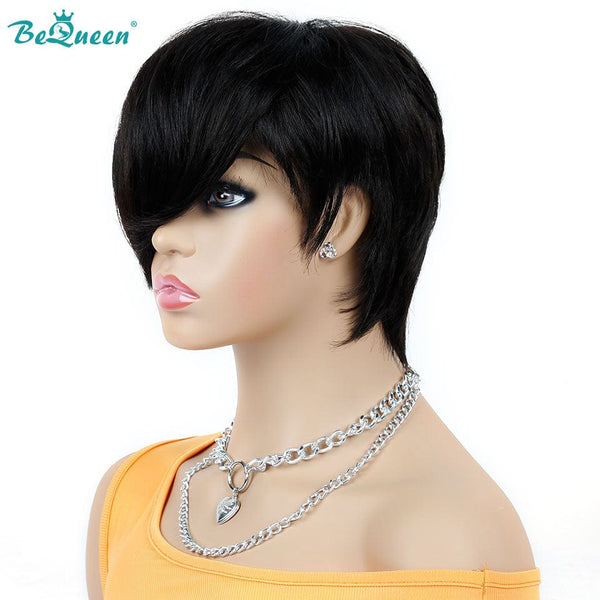 BeQueen "Sue" Short Straight Pixie Machine Made Wigs