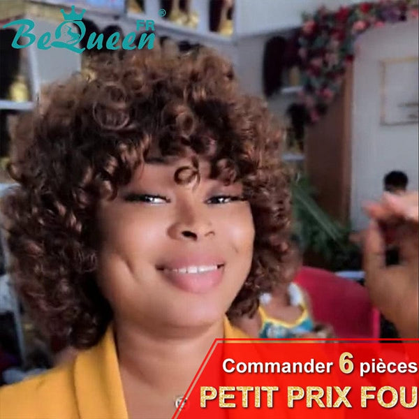 BeQueen "Stella" Perruque Bob Egg Wave avec frange à la Machine Brun Petit Prix FOU