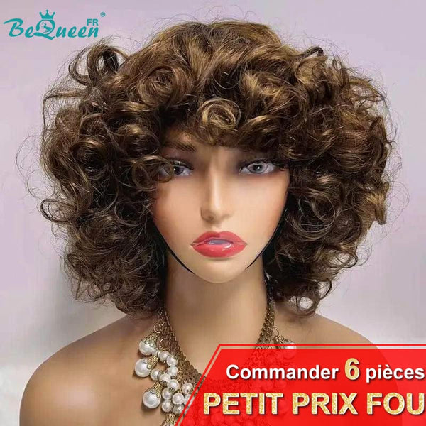 BeQueen "Sue" Straight Pixie Wig with Bangs Machine Made CRAZY Low Price