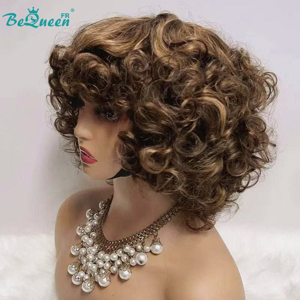 BeQueen "Sue" Straight Pixie Wig with Bangs Machine Made CRAZY Low Price