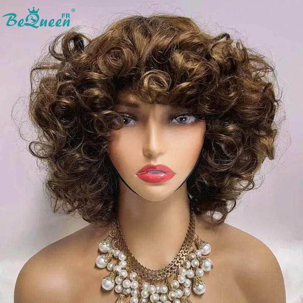 BeQueen "Sue" Straight Pixie Wig with Bangs Machine Made CRAZY Low Price