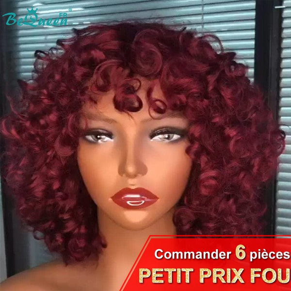 BeQueen "Sue" Straight Pixie Wig with Bangs Machine Made CRAZY Low Price