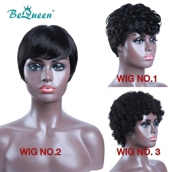 BeQueen 3 Combo Wigs 100% Human Hair, Machine Made 