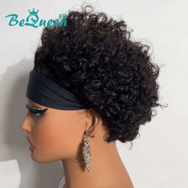 BeQueen Curly Headband Pixie Wig